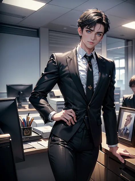 (masterpiece,best quality,ultra_detailed,highres,absurdres), (detailed shadow), (quality light), 1 (matured_young_male_idol:1.9) (business_mogul:1.8) (with bulge:1.4), (solo:1.5), androgynous young beautiful pretty cute elegant feminine girly sexy seductiv...