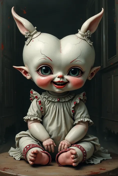 Kawaii horror two-headed doll, Drawing 