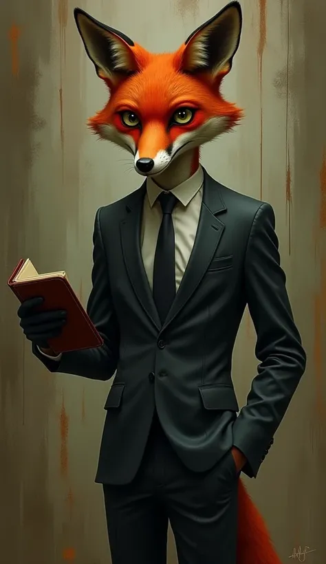  Slender human in a worn suit ,  red fox head with clever eyes .  Always holds a magnifying glass and a notebook full of encrypted notes.  Speak quickly and loves riddles .*  
   *"The smell of lies here ...  and also of cheap coffee 