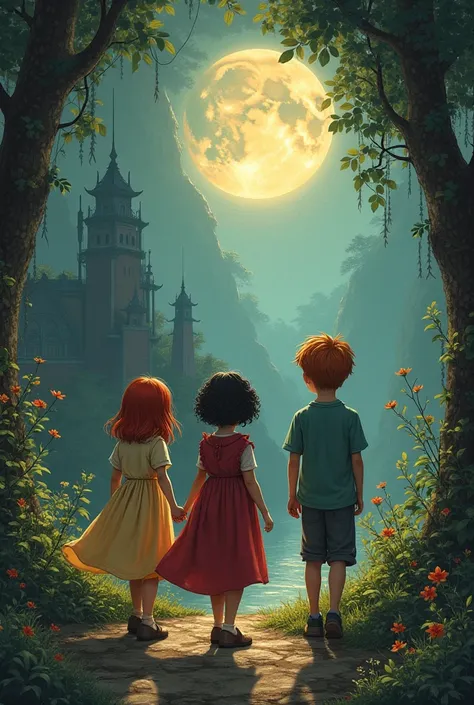 book cover with three girls and one boy one of the girls is redhead the other with short black hair, and the other blonde is the shortest of all three and the brunette boy is the highest fantasy When a group of agers discover an old diary,  they have no id...