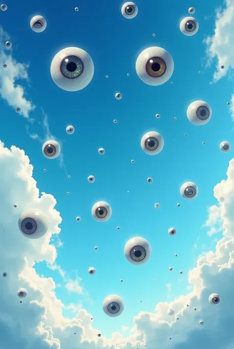 The sky during the day with many human eyes with the sky as eyelids all over the sky 👁️👁️