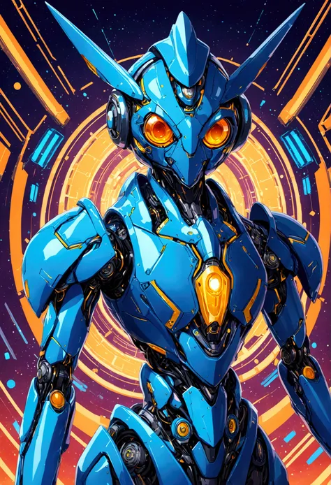 Futuristic one-eyed robot with blue armor