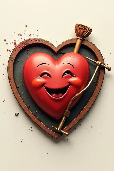 Make me a coin with a heart on it but theres a cross bow going through the heart and the heart has a smile on its face 