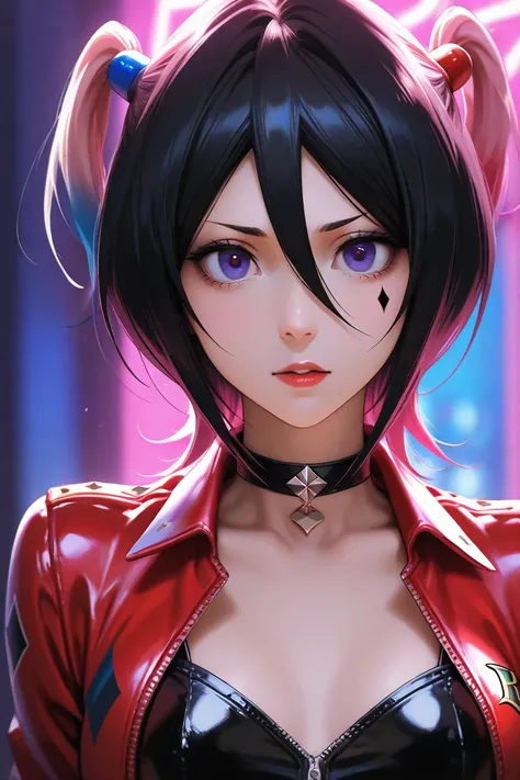 Rukia Kuchiki in leather Harley Quinn uniform