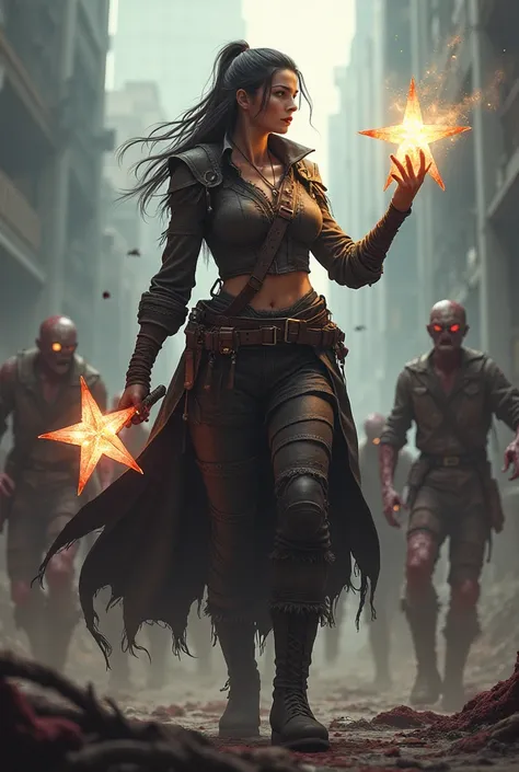 The female Tom Rider kills zombies with a star in her hand