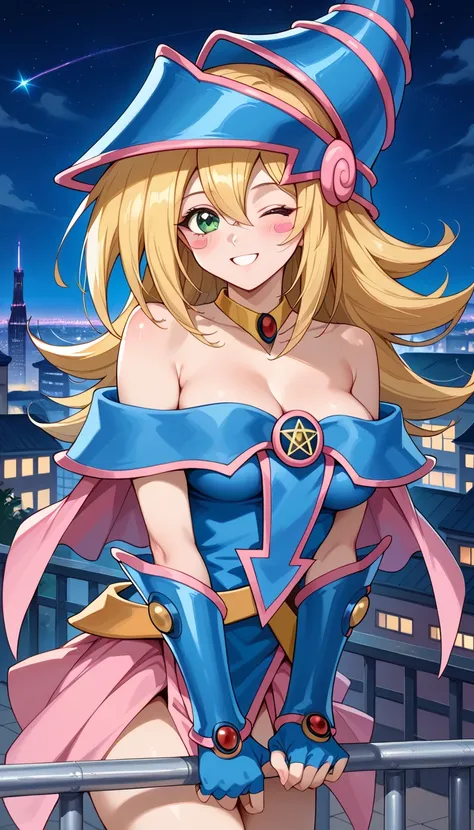 score_9, score_8_ up, score_7_ up, BREAK
Pony XL _Yu-Gi-Oh!_ BLACK magician girl _My wife,  Dark Magician Girl ,  duel monster, 
 One Girl , Blonde,  blush sticker,  choker , gem,  green eyes,   jewelry,  long hair, Spiky Hair,  Wizard Hat , big breasts,  ...