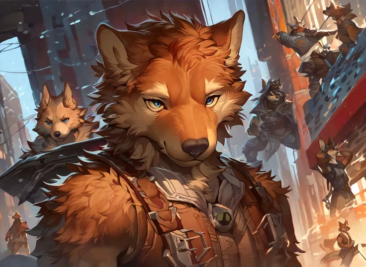 cover page, highres, top quality, best quality, paid reward available, unparalleled masterpiece, perfect artwork, absurdres, High-quality illustrations, Dark_Fantasy,(super handsome boy, single, kemono)Mechanical marvel, intricate(steel metal, rusty)(furry...