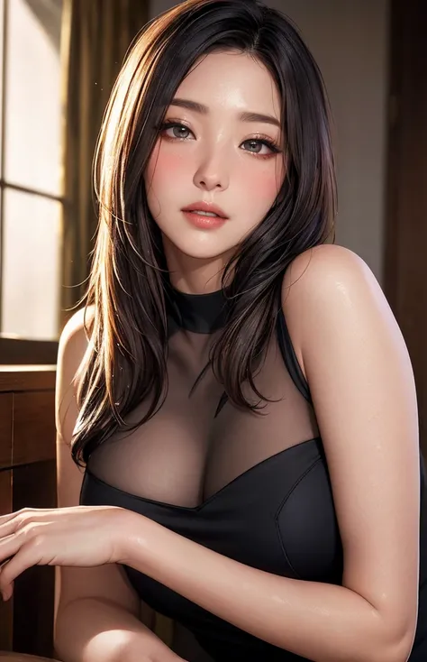 female student   , Matte black attire、sharp bo
((( Masterpiece))), ((  top quality)), (( 複雑な Details)), ((  super realistic realism )), ,  mature woman,   mature woman,   see through,    high definition  , illustration, 1人の mature woman,    perfect hands ,...