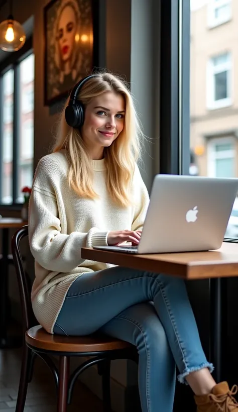  background,  masterpiece, ultra high res, ( photorealistic :1.4),  RAW Photo,  1girl,  blonde,  blue eyes,   detailed eyes and face, white light dress ,  dynamic lighting, in bright light, low key, cowboy shot full length .
She's sitting in a café with he...