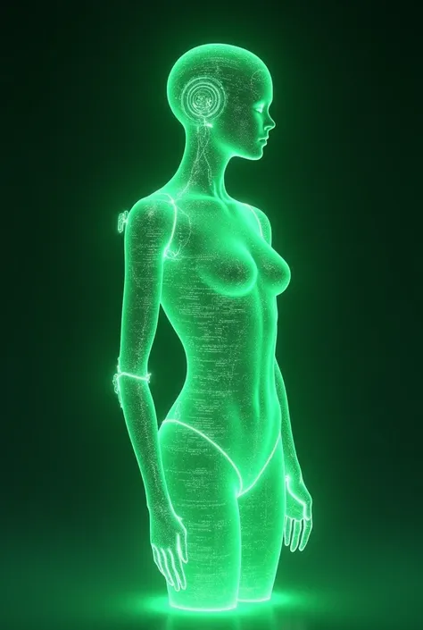 A green artificial intelligence hologram 