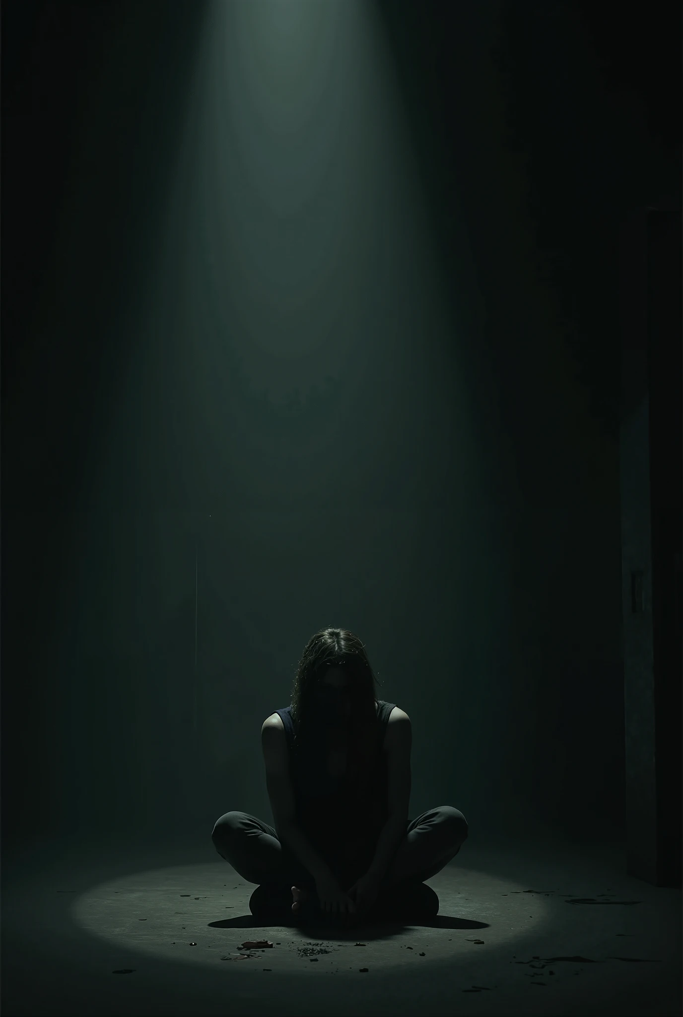 A picture of a lonely person sitting in the dark and sad 