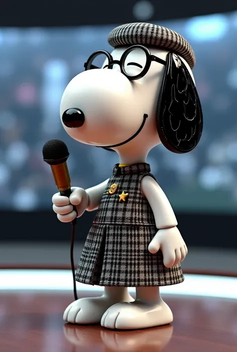 Snoopy wearing Chanel dress sports commentator 