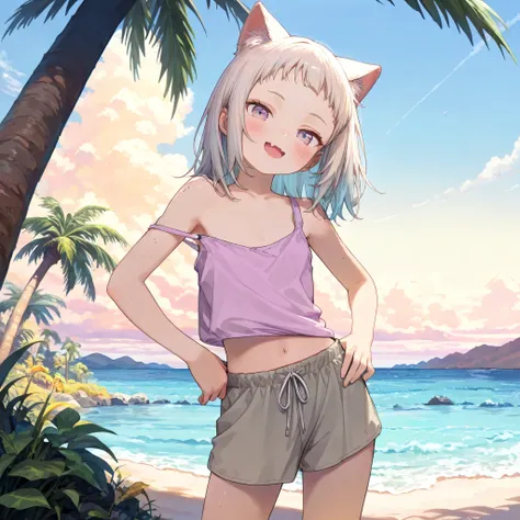 ((Masterpiece)), ((best quality)), (8K), (wide shot), (flat color, flat shading:1.2), (detailed background:1.2), (super detail:1.2),(High Definition:1.3), (Professional Photography:1.2), (very aesthetic:1.2), (absurdres:1.2), (sharp focus), ((1girl)), Cute...