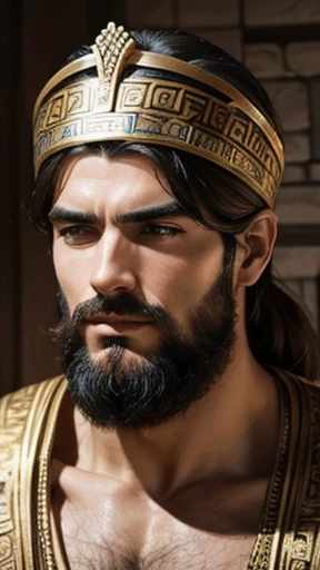  One of ancient Greek male men focuses on the face 