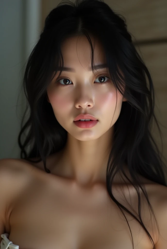  A stunning 18-year-old Asian model with delicate facial features , but captivating,  tall cheekbones and almond-shaped eyes that radiate mystery . Your skin is flawless, with a soft glow that enhances your natural beauty.  Her long, silky black hair casca...