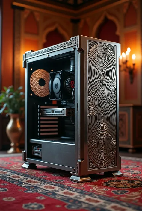 Pc glass case Made of Damascus steel in Moroccan style 