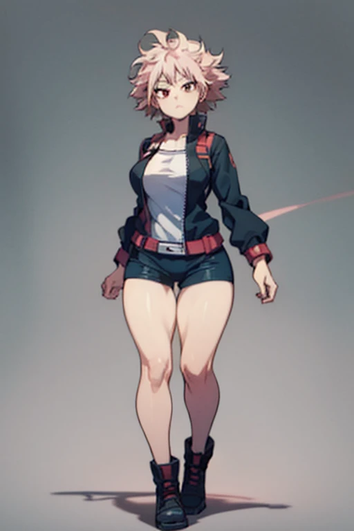 ((Highest Quality))), (My Hero Academia Style), (Full body photo:1.5), ((full bodyesbian)), (Best Picture:1.2), (Best Quality:1.3), stands in a challenging pose, ((shortstack)), highest quality, 1girl, thicc girl, pink hair, red streaked hair, short hair, ...