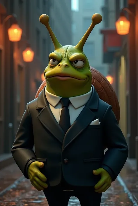 Garry from the "Spongebob" in a maffia suit