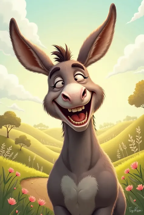 A laughing donkey