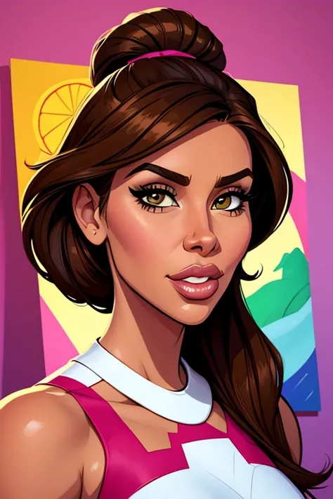 oil painting, cartoon caricature of a mulatto woman with long hair and a dress, caricature style, caricature illustration, caricature, caricature!!!, in cartoon style, CARTOON ART, cartoon style illustration, Kim Kardashian portrait, caricature, Cartoon di...