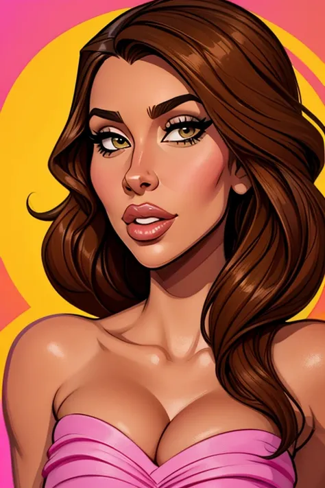 oil painting, cartoon caricature of a mulatto woman with long hair and a dress, caricature style, caricature illustration, caricature, caricature!!!, in cartoon style, CARTOON ART, cartoon style illustration, Kim Kardashian portrait, caricature, Cartoon di...