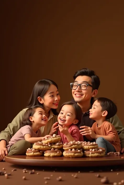 A family of 4 has pleasant moments with  " D'luna brand dark cardamom hazelnut cream 