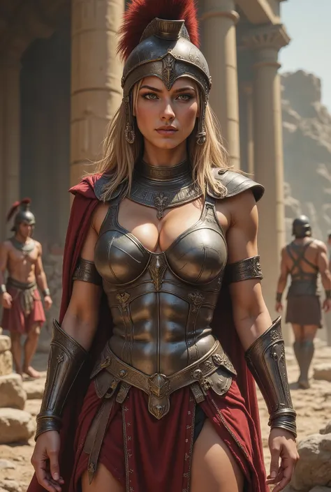  female spartan warrior,   goddess of motherhood and chastity {x} big fit butt , strict, Full body armor, struggling pose, Composition where the head fits the size of the screen,