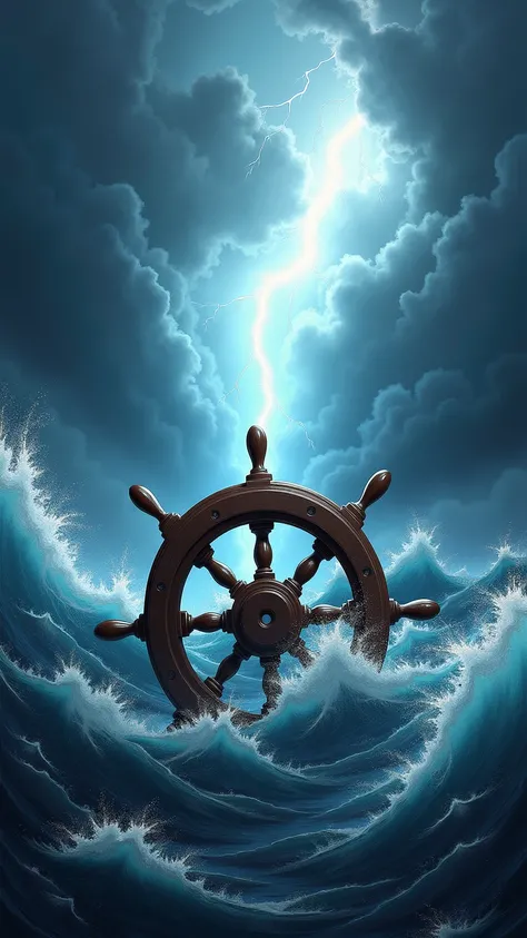 "A ship's wheel centered in a storm, bright light ahead, bold text: 'Control Your Choices' (vivid colors, dramatic contrast)."