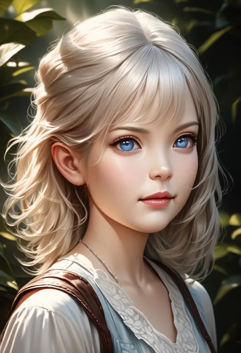 a cute chibi style girl, short transparent white hair, light blue tips, light blue eyes, beautiful detailed fingers, pale skin, (best quality, 4k, 8k, highres, masterpiece:1.2), ultra-detailed, (realistic, photorealistic, photo-realistic:1.37), 1girl, port...