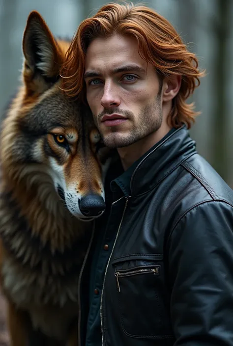 The image of a handsome man with auburn hair showed, his eyes completely white and his body draped in a leather jacket. Beside him, was the figure of a wolf-like creature with thousands of threads spinning over its body to make what was its version of fles...