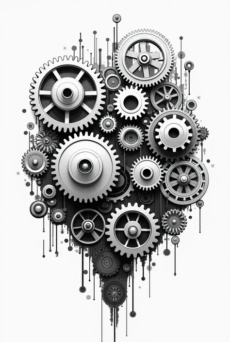 
Mechanical , Gears , Vector images,  facing sideways, Black and white, 3d