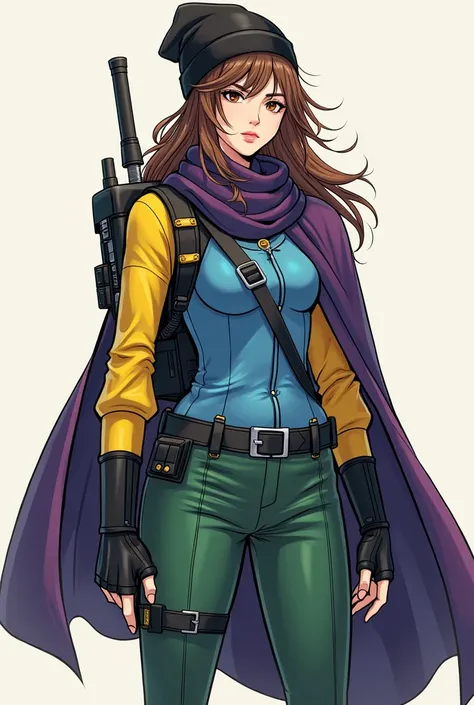 Body:
head - yellow
Arms - Yellow
Torso - Blue
Legs - Green
redact the face
Female
6ft
20-25 years old
Brown long messy hair
Brown eyes

Outfit:
Purple techno-rig enforcer
Radio backpack
Left pauldron
Right putple cloak shoulder
Black beanie
Neck scarf
Bla...