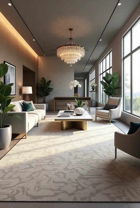 /imagine  A breathtaking and highly photorealistic front-end showroom display for Clarity Carpets. The layout is spacious and open, with clearly defined zones for different carpet styles, inspired by organized and elegant retail spaces. The overall aesthet...