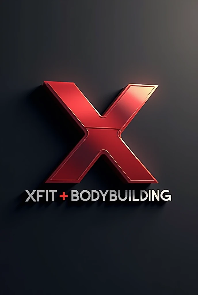 I want a 3D gym logo template under the name Xfit+bodybuilding color Red and Black silver 