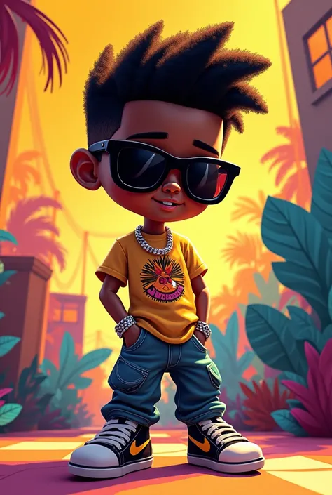 Black animation swag boy with glasses on his eyes 