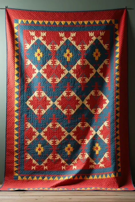 Traditional colorful patterned quilt