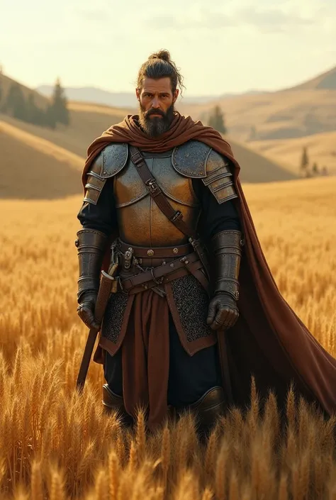 19th century warrior in a wheat field