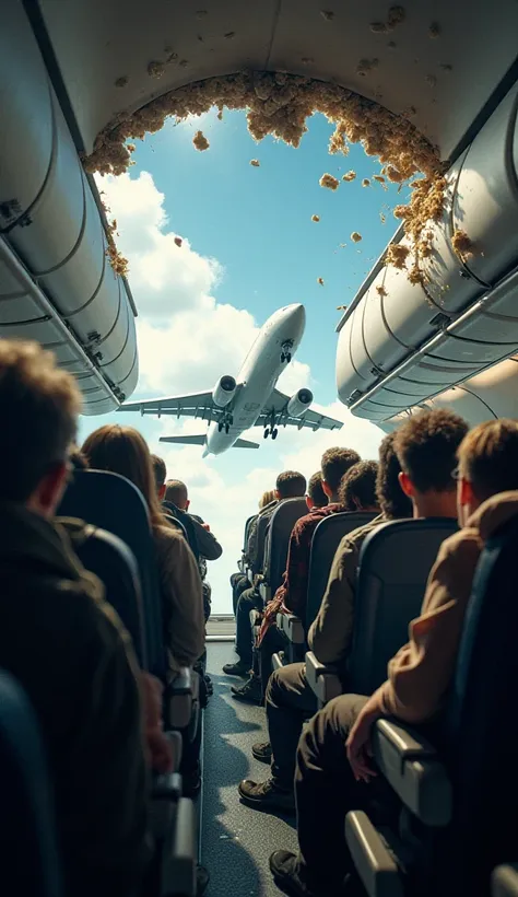 The roof of an airplane suddenly parted in flight