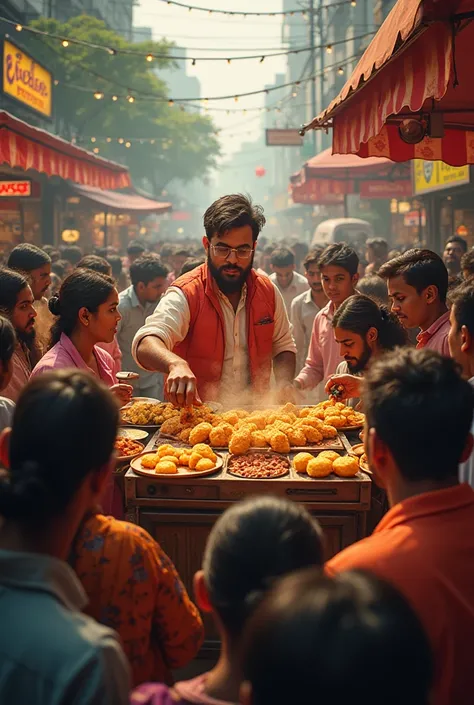 Man Selling Capli kabab and pakoras Crazy rush of customers