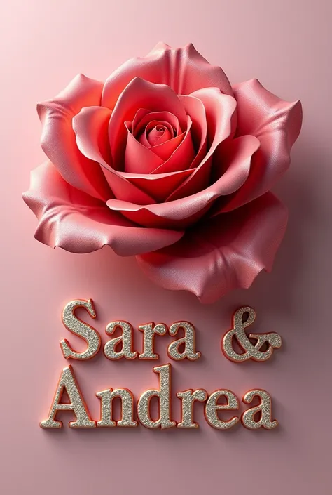  Rose with glitter that spells the name Sara&Andrea 3d 