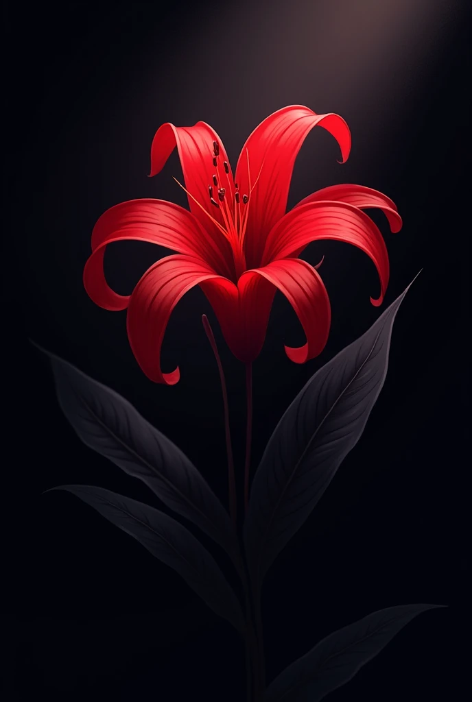 Drawn in anime style red lspider lily In the dark background To make them suitable for a bookmark

