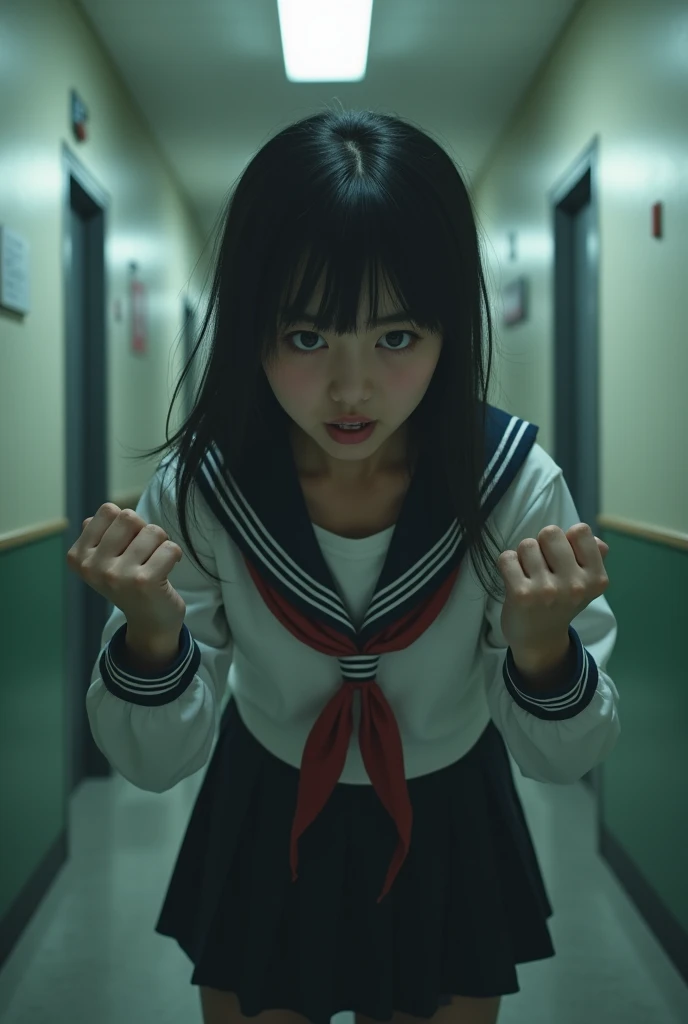 Korean schoolgirl full of anger