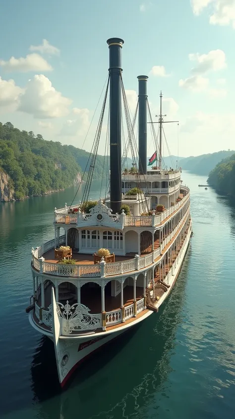 The largest paddlewheel steamboat ever built, A graceful 100-foot steamship from the 19th.  century