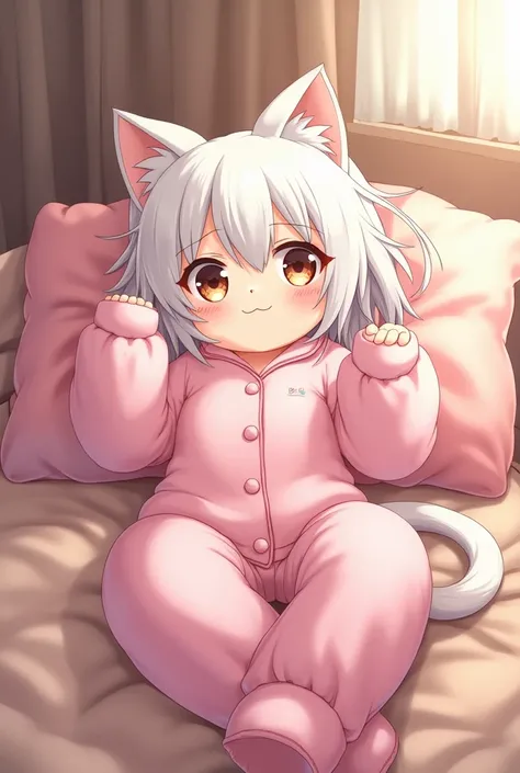 Take a picture of Chocola from Nekopara wearing pink pajamas 