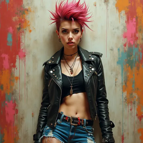 YOUNG PUNK ROCKER WOMAN .  STYLE ABSTRACTIONISM Greg Rutkowski