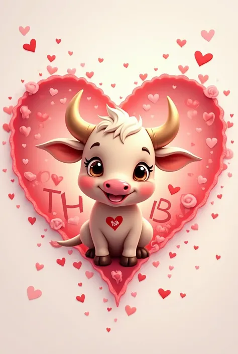 Bull with the letters TBB in an adorable Valentine's Day heart