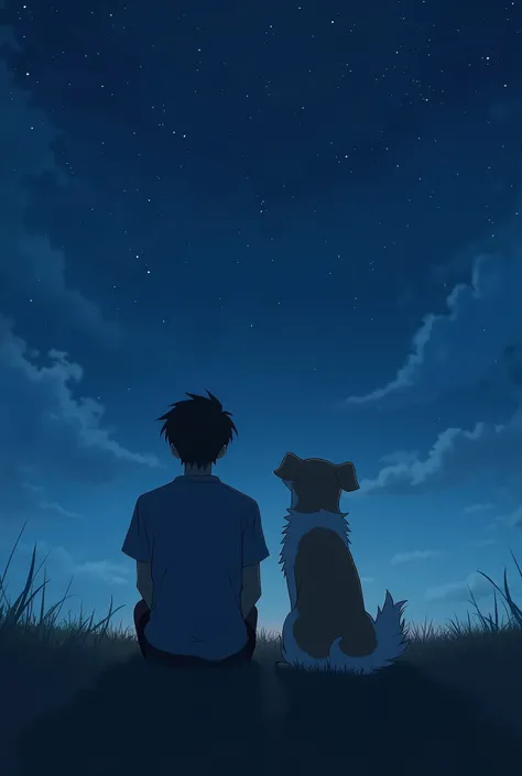 A dog and his master, a  looking the stars. a dog and his master, a  looking the stars by Mamoru Hosoda