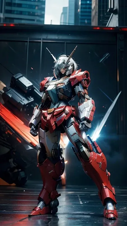 Textured leather,  super detail,  attention to detail,  high quality,  high quality,  high resolution , 1080P, Hard disk,  beautiful ,( Gundam girl ),(RX78),robot girl , girl in armor, Cyborg Mecha girl ,battle mode , Girl with a mechanical body ,  Warrior...