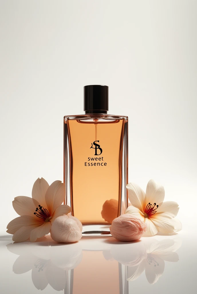 Create a men's perfume bottle with the logo "Sweet Essence "  will be used with a white background