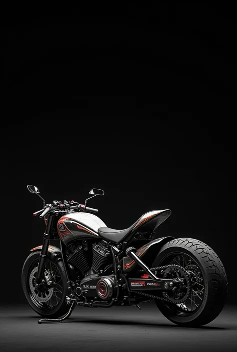 Make an image with a black background and say, Modified motorcycles 